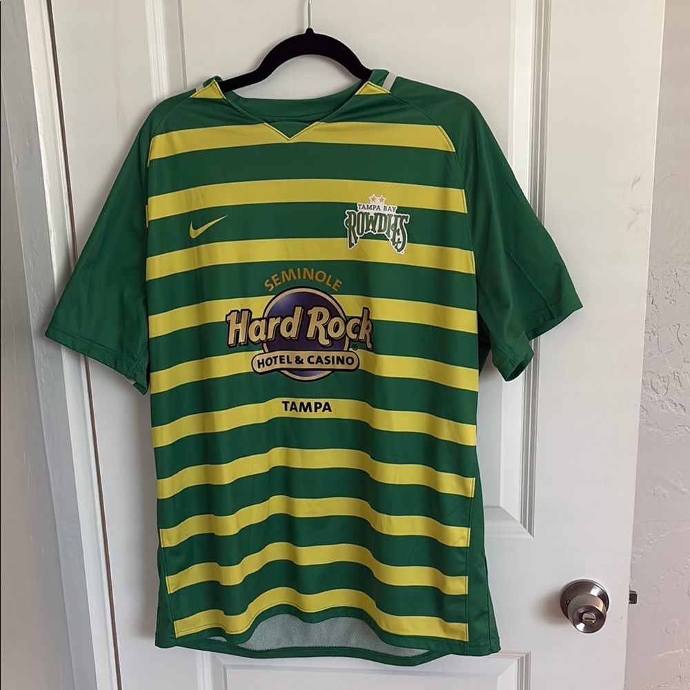 Women’s Tampa Bay Rowdies Jersey Nike Green and Yellow Striped size XXL